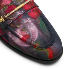 Floral Print Textured Mule Loafers