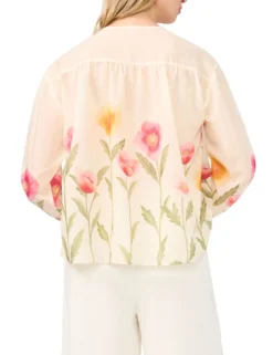 Floral Print Tie Neck Relaxed Blouse