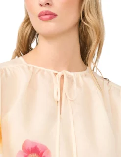 Floral Print Tie Neck Relaxed Blouse