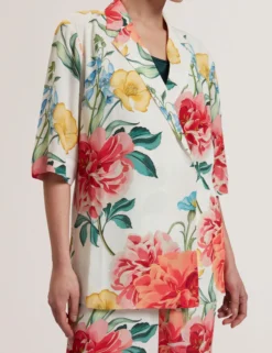 Floral Short Sleeve Oversized Blazer