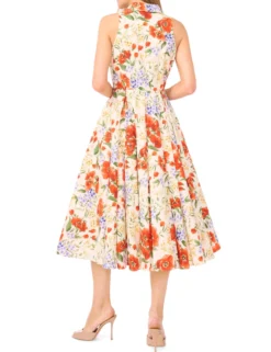 Floral Sleeveless Collared Midi Dress