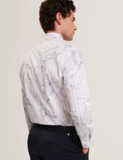Floral Stripe Cotton Long Sleeve Shirt