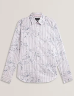 Floral Stripe Cotton Long Sleeve Shirt