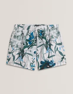 Floral Stripe Elasticated Swim Shorts