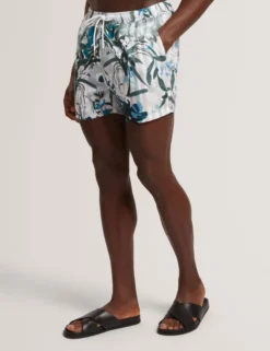 Floral Stripe Elasticated Swim Shorts