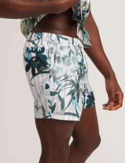Floral Stripe Elasticated Swim Shorts