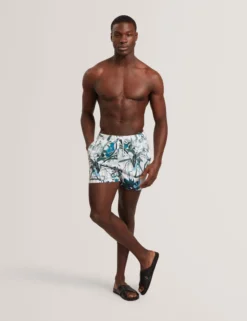 Floral Stripe Elasticated Swim Shorts