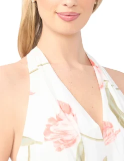 Floral Tie Halterneck Maxi Dress