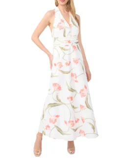 Floral Tie Halterneck Maxi Dress
