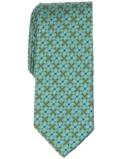 Floral Tile Print Silk Tie