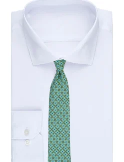 Floral Tile Print Silk Tie