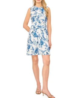 Floral Twist Front Sleeveless Mini Dress