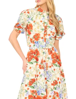 Floral Twist Sleeve Cropped Shirt