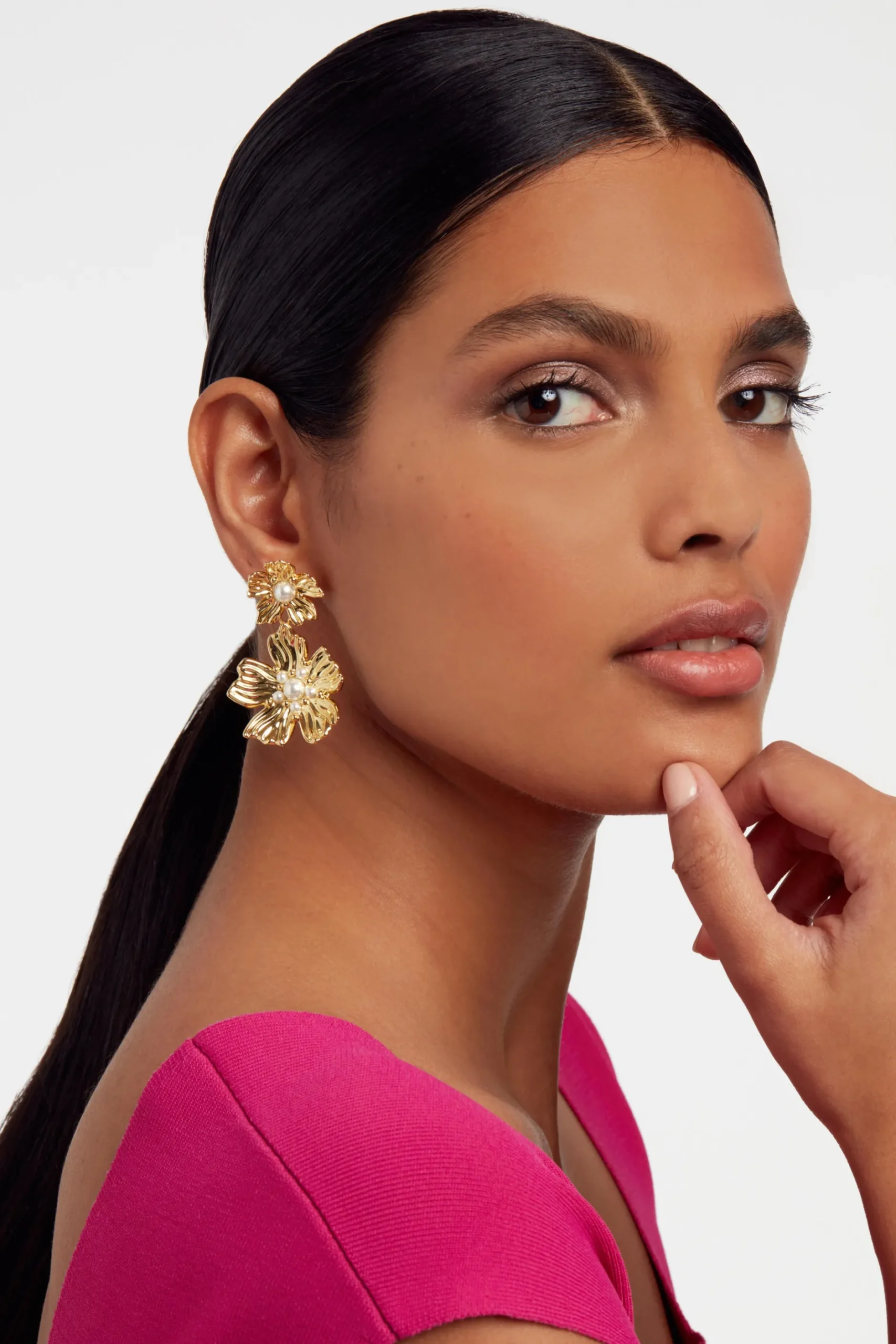 Flower Statement Drop Earrings