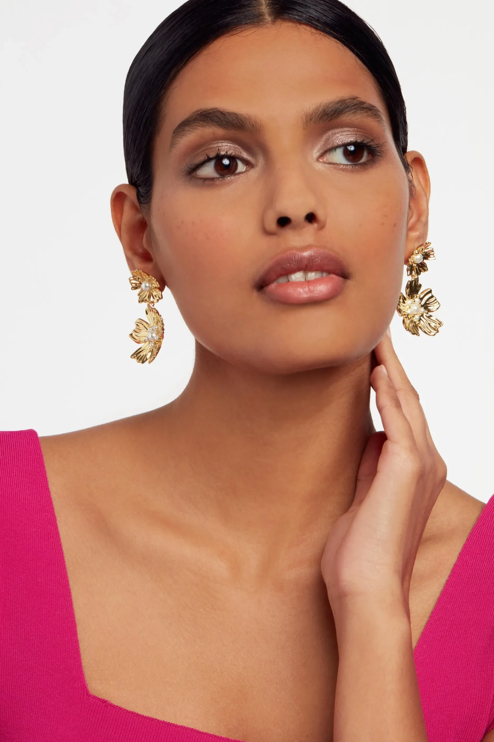 Flower Statement Drop Earrings