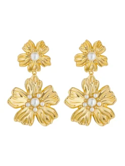 Flower Statement Drop Earrings