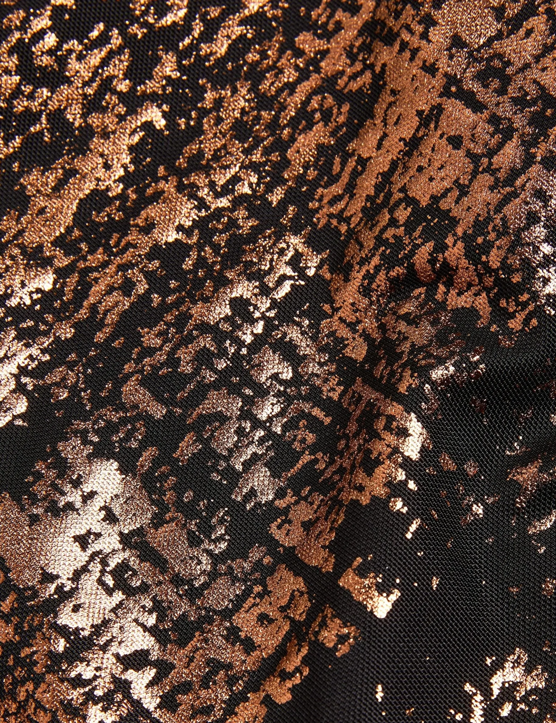 Foil Print High Neck Mesh Top