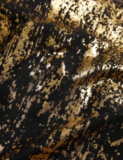 Foil Print Long Sleeve Mesh Midi Dress