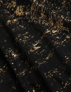 Foil Print Long Sleeve Mesh Midi Dress