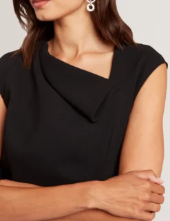 Folded Neckline Pencil Midi Dress