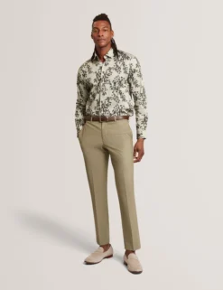 Foliage Print Cotton Long Sleeve Shirt