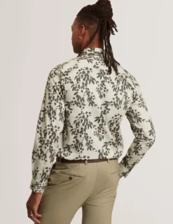 Foliage Print Cotton Long Sleeve Shirt