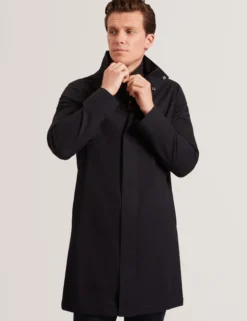 Funnel Neck Longline Jacket With Liner