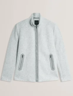 Funnel Neck Zip-Up Fleece Jacket