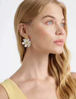 Furled Flower Enamel Drop Earrings