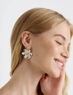 Furled Flower Enamel Drop Earrings