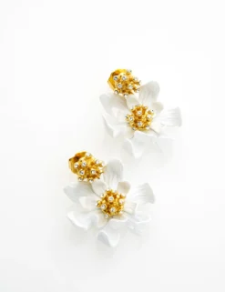 Furled Flower Enamel Drop Earrings