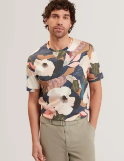 Garden Print Crew Neck Cotton T-Shirt