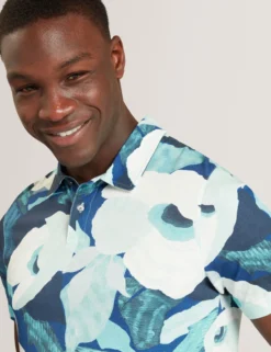Garden Print Pique Cotton Polo Shirt