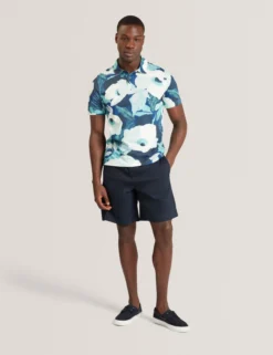 Garden Print Pique Cotton Polo Shirt