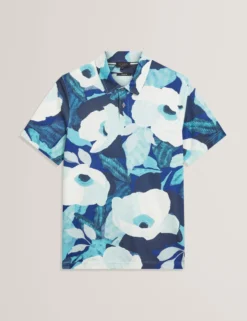 Garden Print Pique Cotton Polo Shirt