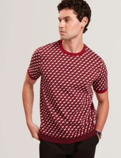 Geometric Jacquard Knit T-Shirt