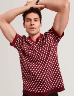 Geometric Jacquard Knit T-Shirt