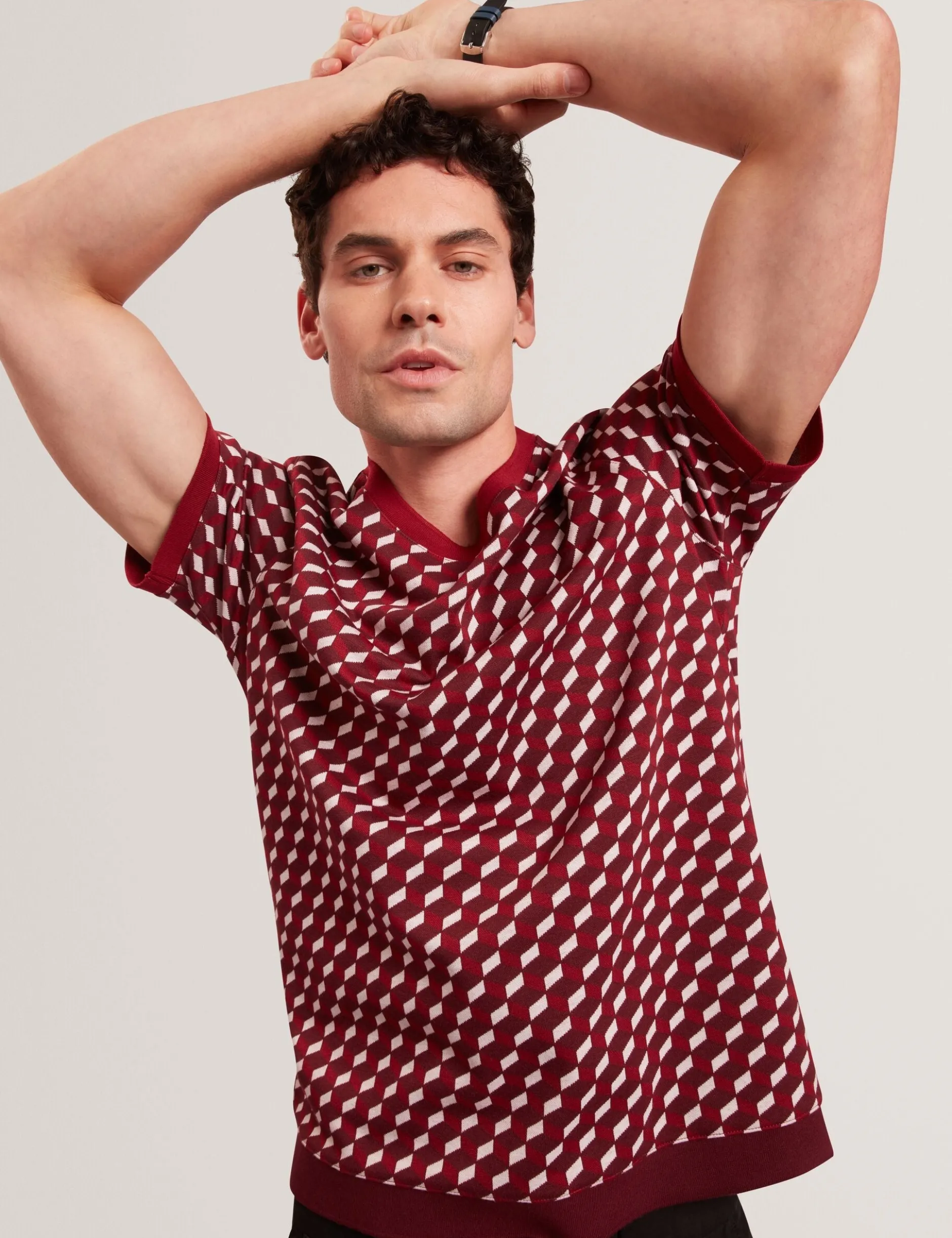 Geometric Jacquard Knit T-Shirt