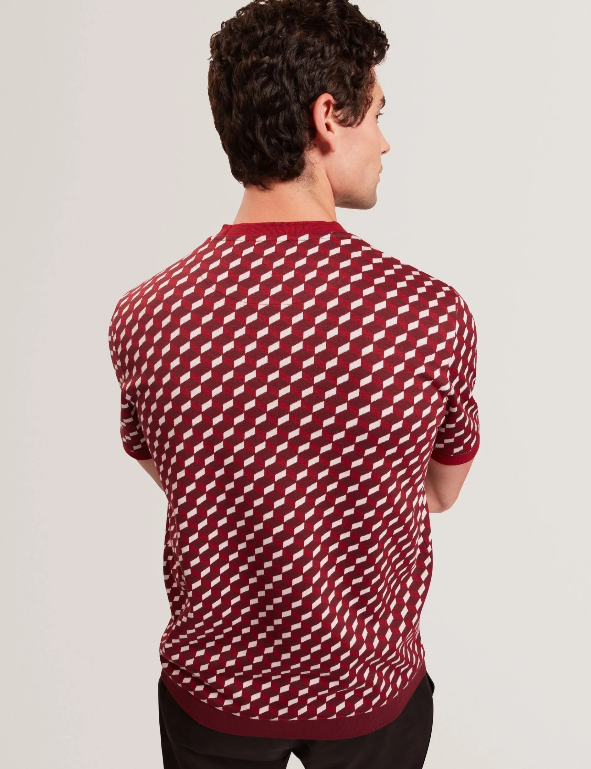 Geometric Jacquard Knit T-Shirt