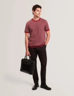 Geometric Jacquard Knit T-Shirt