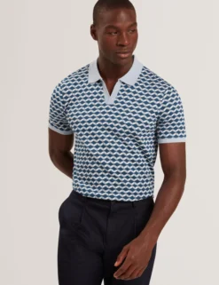 Geometric Jacquard Pique Polo Shirt