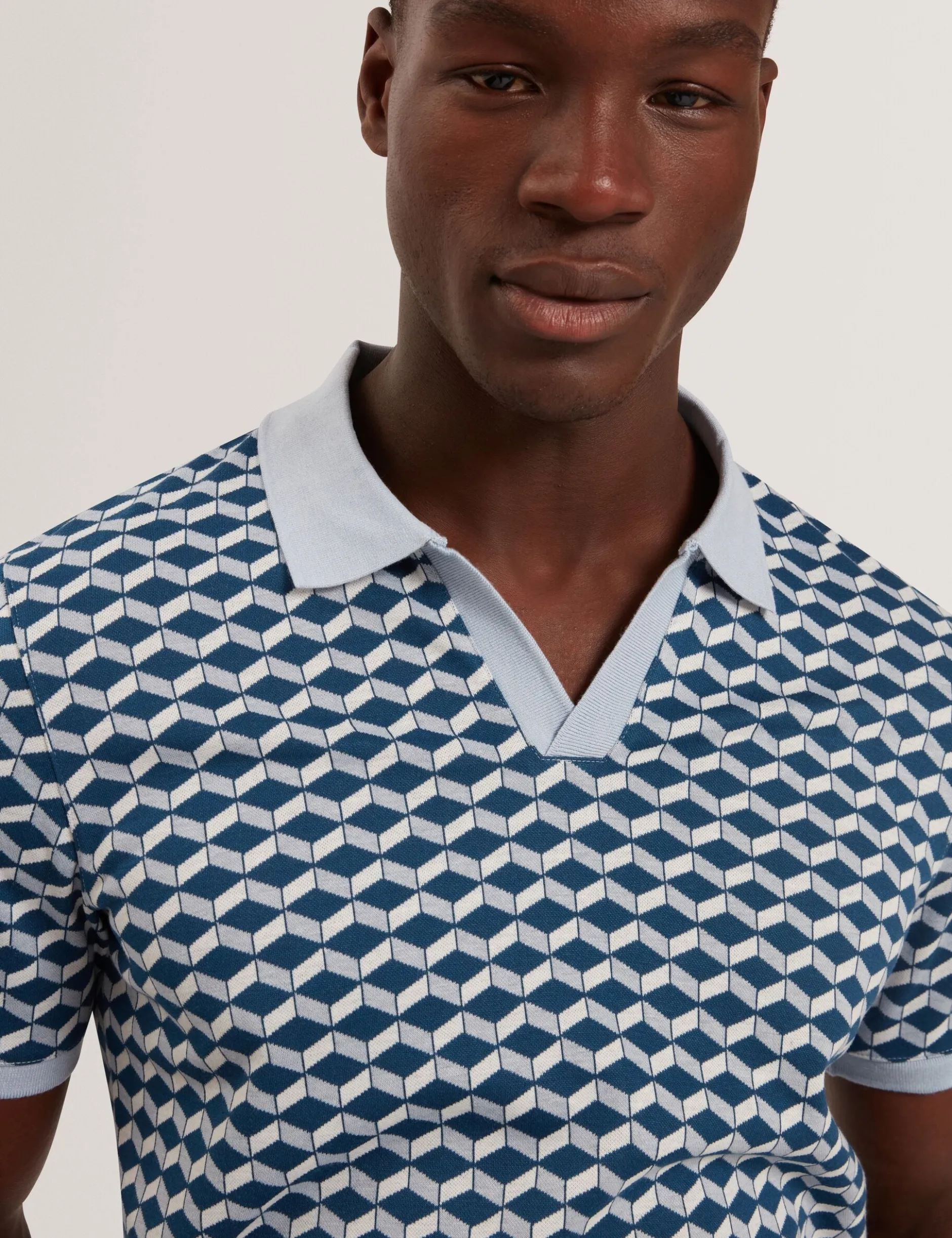 Geometric Jacquard Pique Polo Shirt