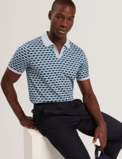 Geometric Jacquard Pique Polo Shirt