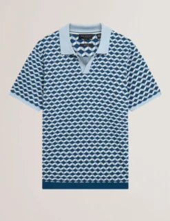 Geometric Jacquard Pique Polo Shirt