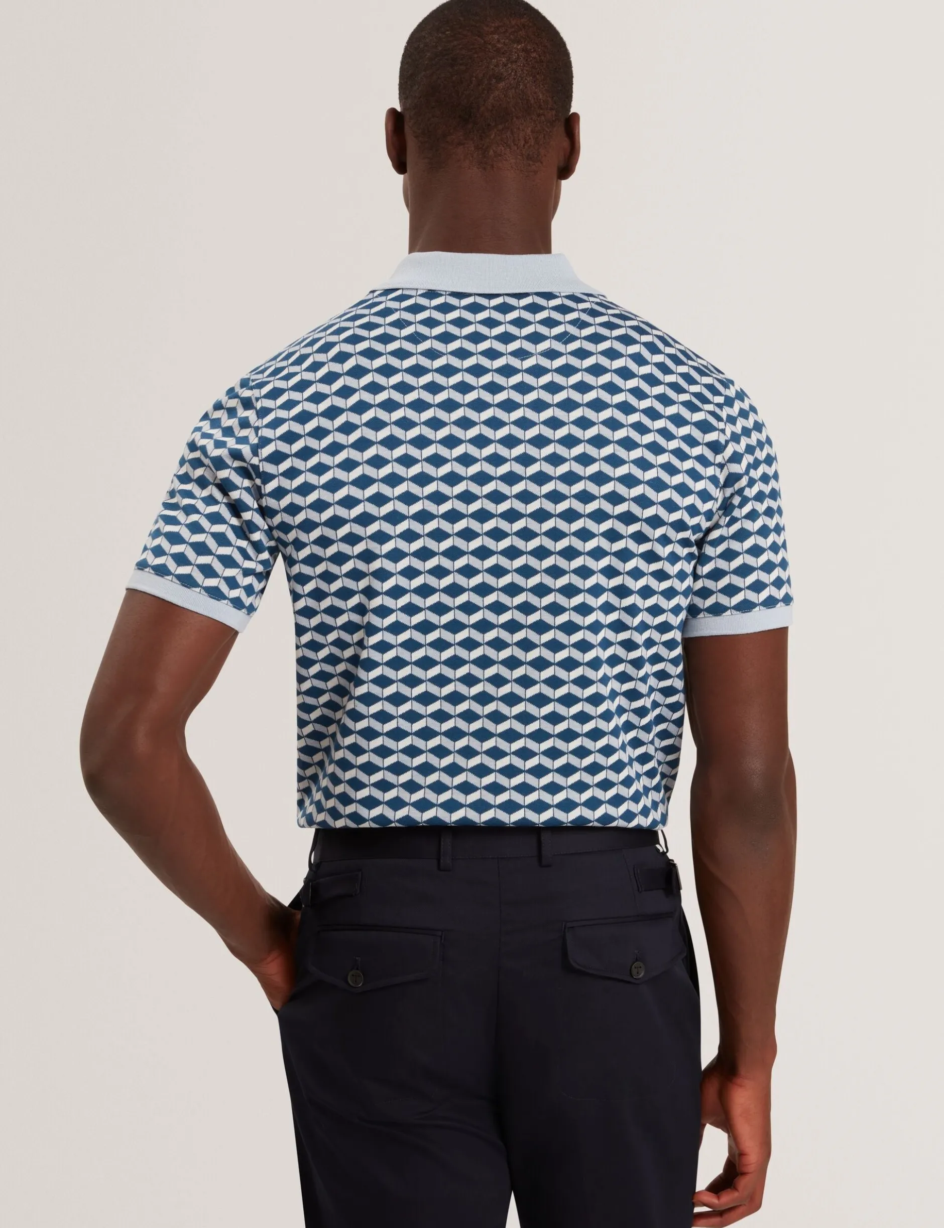 Geometric Jacquard Pique Polo Shirt
