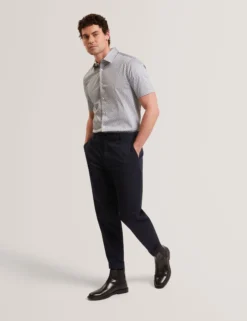 Geometric Leaf Print Short Sleeve Shirt