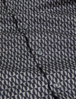 Geometric Leaf Print Short Sleeve Shirt