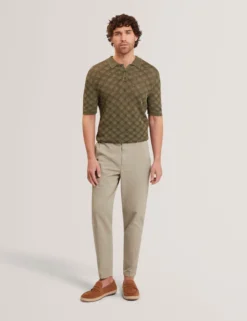 Geometric Open Knit Short Sleeve Polo