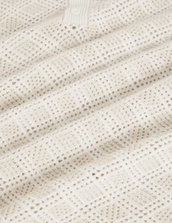 Geometric Open Knit Short Sleeve Polo