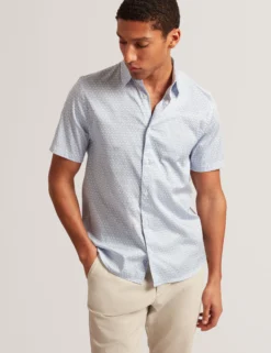 Geometric Print Pure Cotton Short Sleeve Shirt